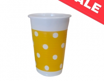Yellow Dots plastic cups - 8pcs. - 200ml.